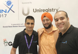 Myself with Manmeet Pal Singh (left) and Gaurav Kohli (right) at DomainX 2017
